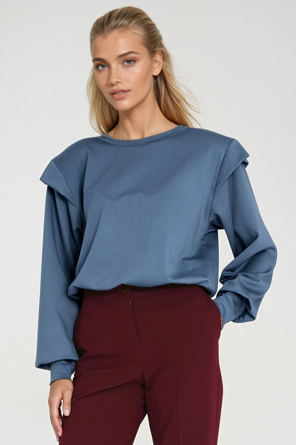 Nife Cobalt Blue Oversized Long Sleeve Sweatshirt