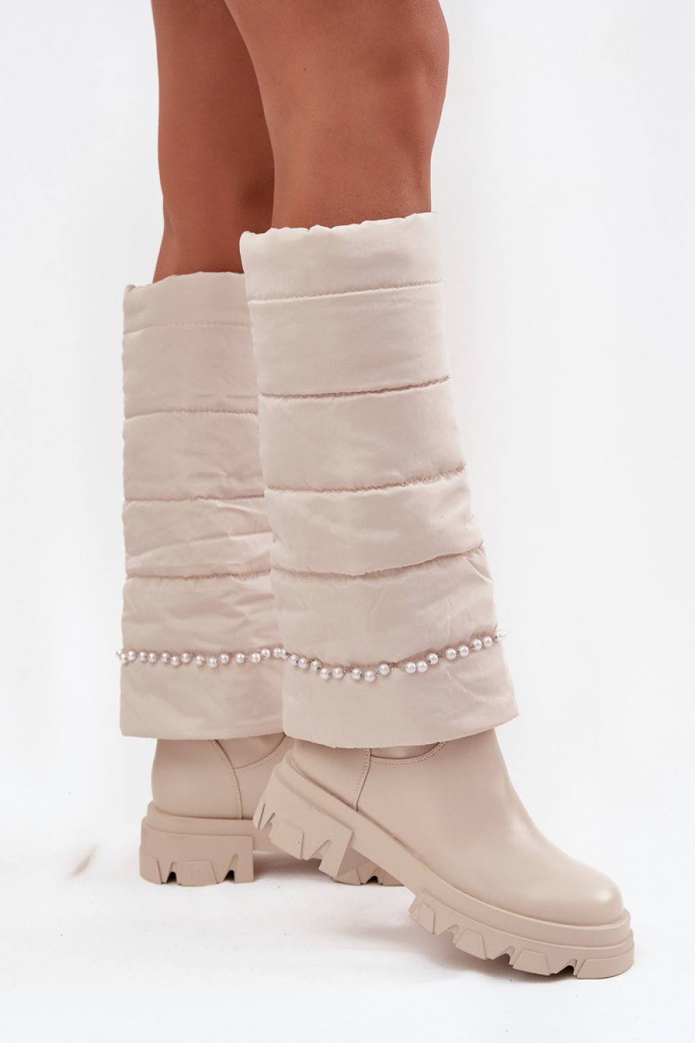 Step In Style Irvette Light Beige Faux Leather Over The Knee Boots - view 3