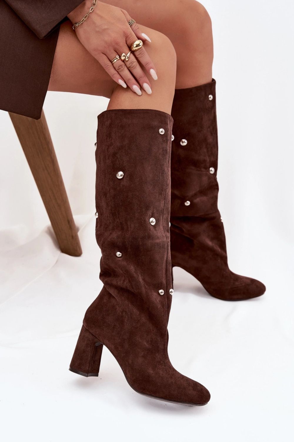 Step In Style Lucinda Chocolate Faux Suede Heeled Ankle Boots - view 3