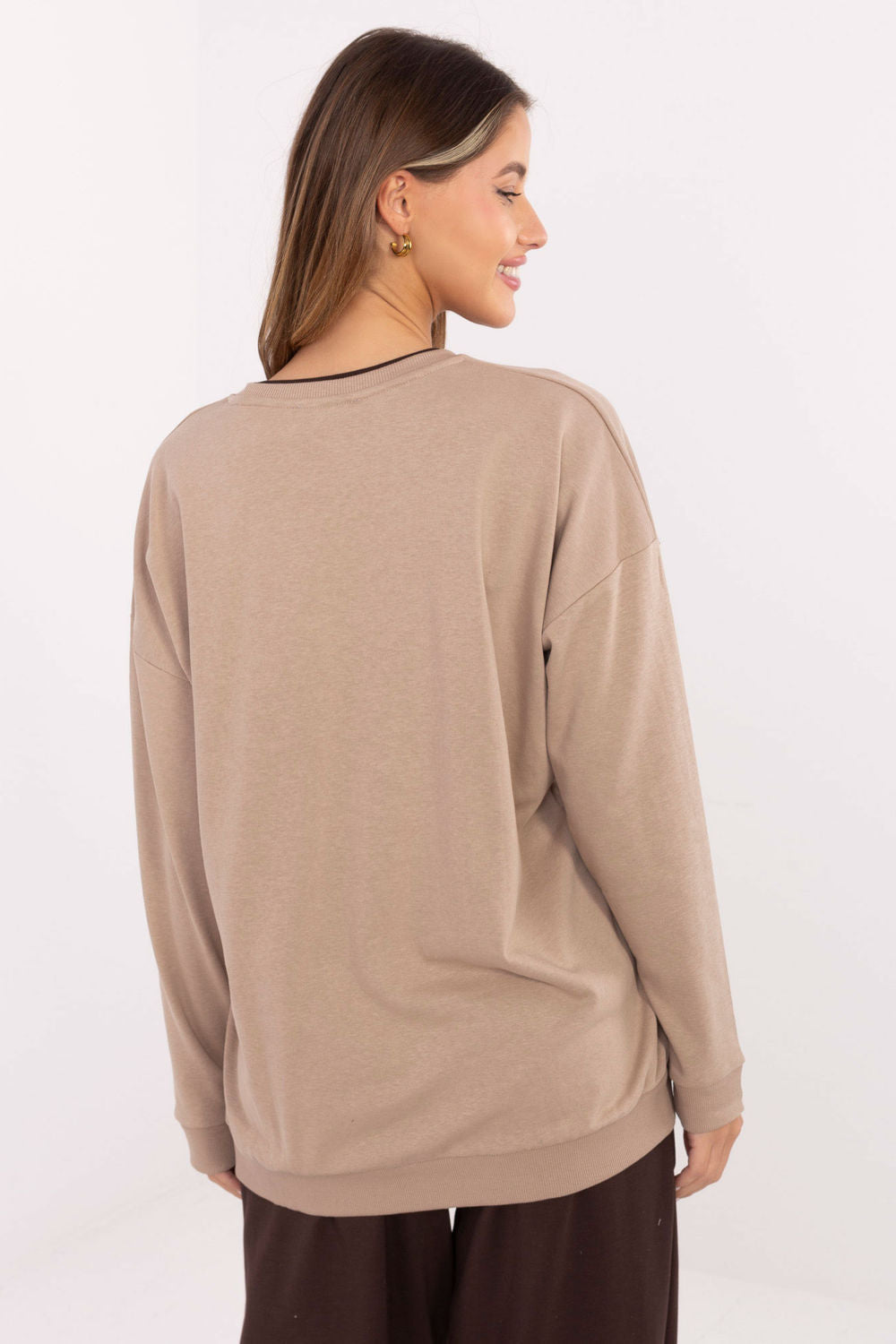 Relevance Dark Beige Oversized Long Sleeve Sweatshirt - view 3