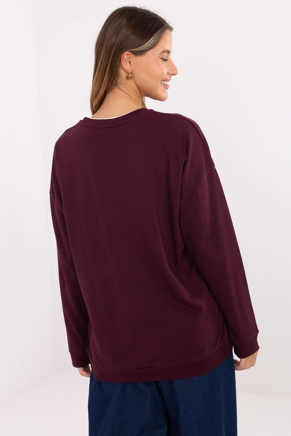 Relevance Burgundy Oversized Long Sleeve Sweatshirt - view 3
