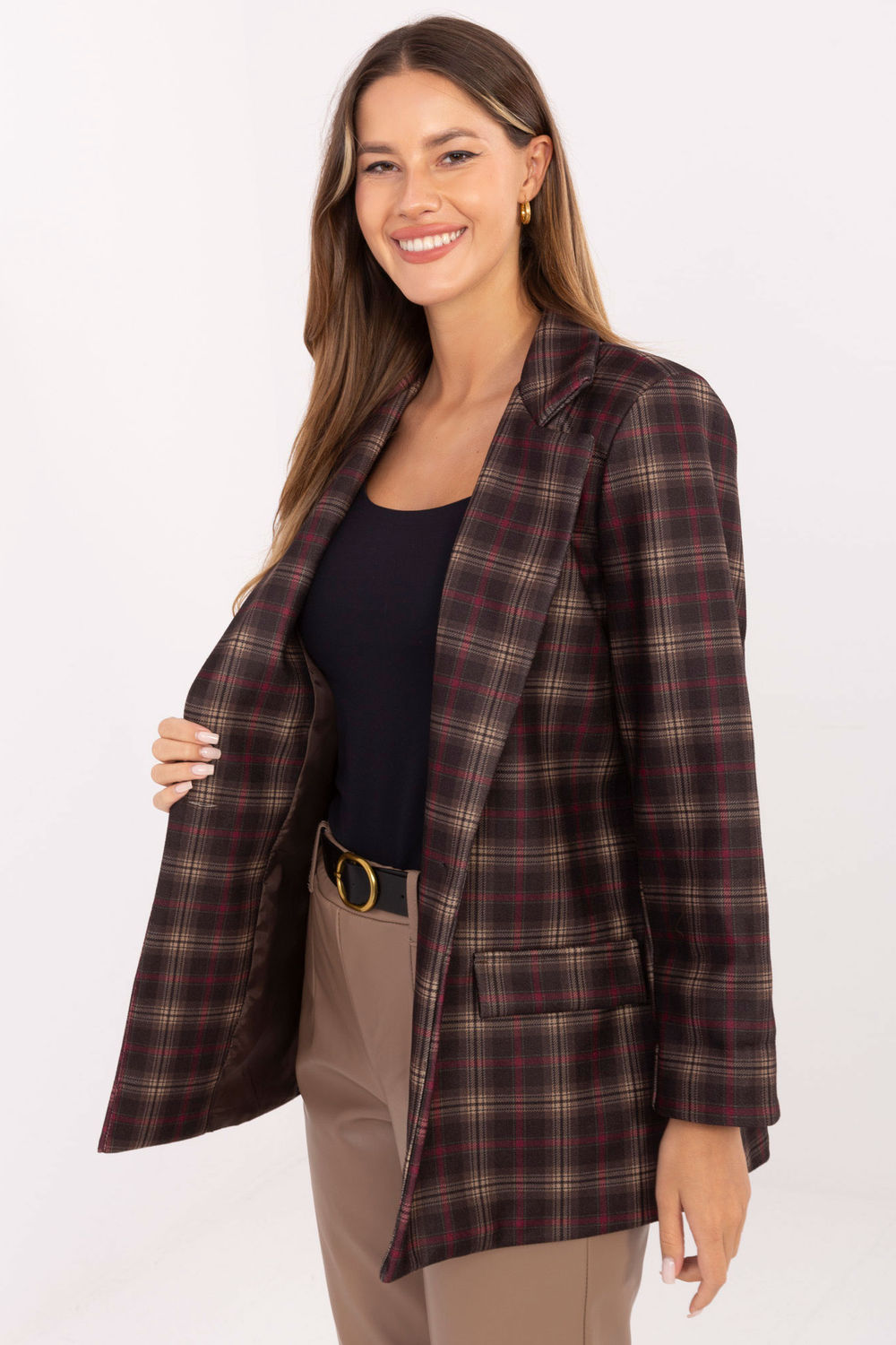 Italy Moda Dark Brown Long Sleeve Jacket - view 2