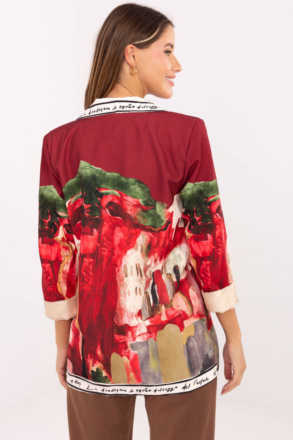 Italy Moda Burgundy Long Sleeve Jacket - view 3