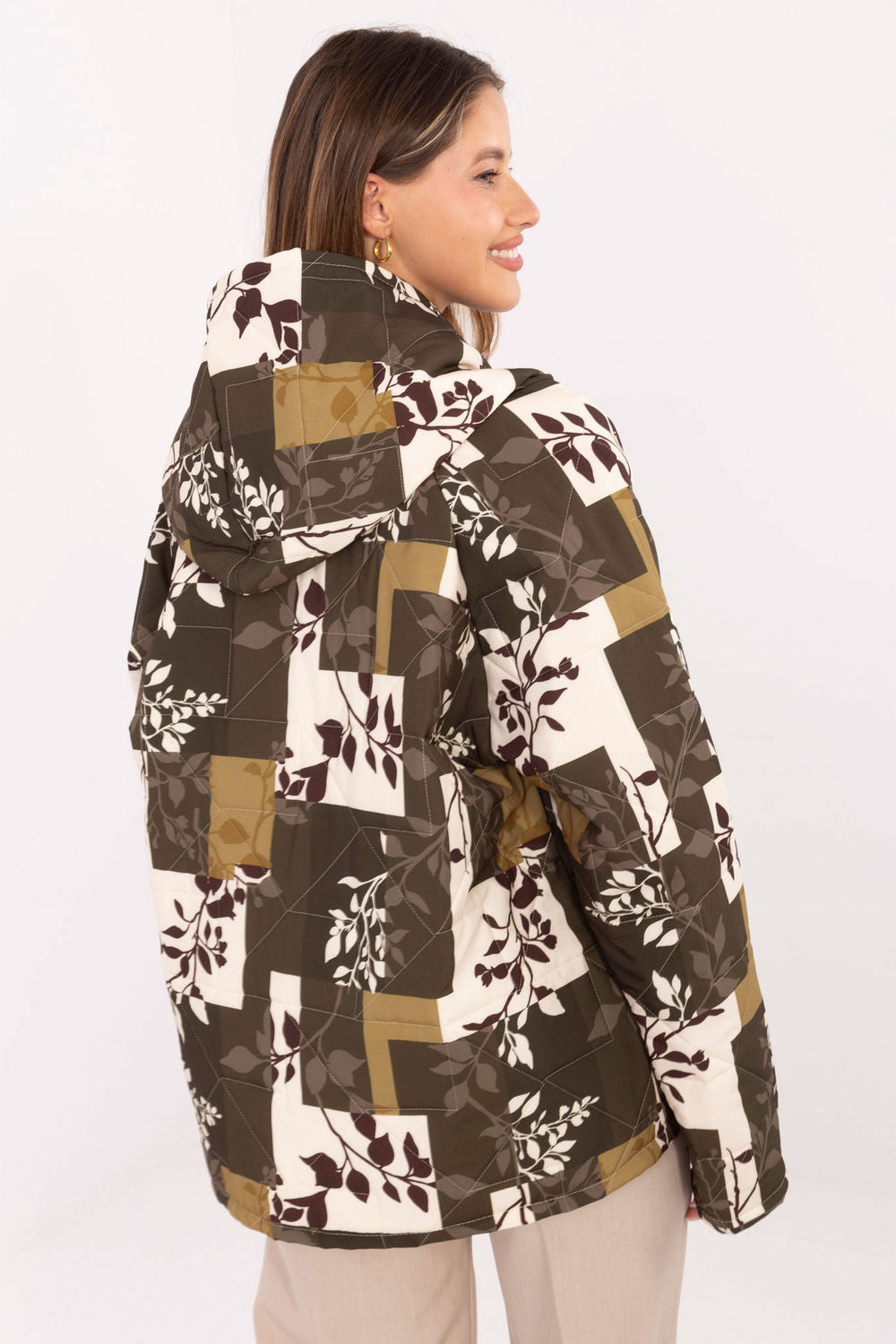 Italy Moda Khaki Hooded Zip Up Jacket - view 3