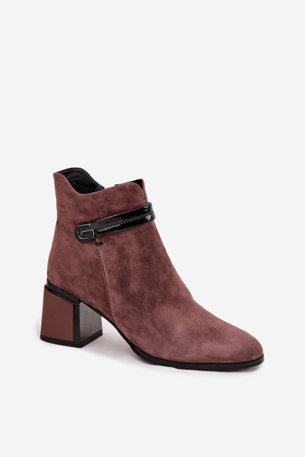 Step In Style Brown Suede Block Heel Warm Lined Heeled Ankle Boots - view 2