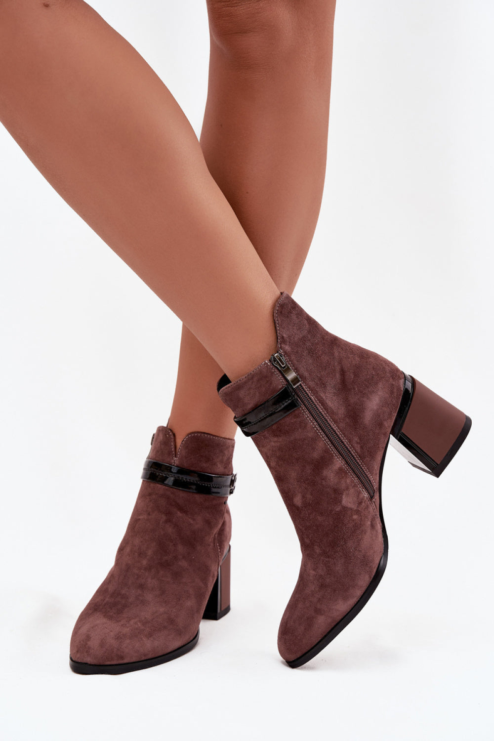 Step In Style Brown Suede Block Heel Warm Lined Heeled Ankle Boots - view 3