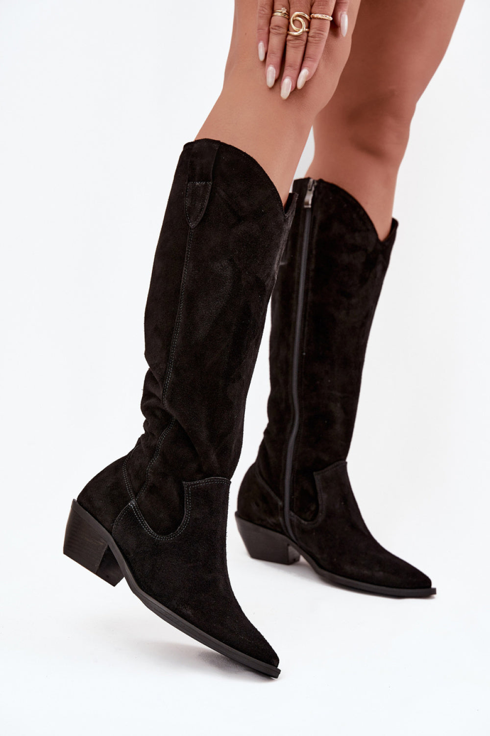 Step In Style Zazoo Black Suede Heeled Ankle Boots