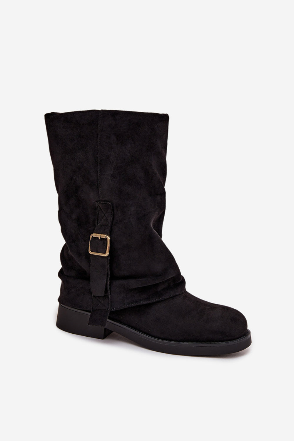 Step In Style Minelle Black Faux Suede Flat Over The Knee Boots - view 2