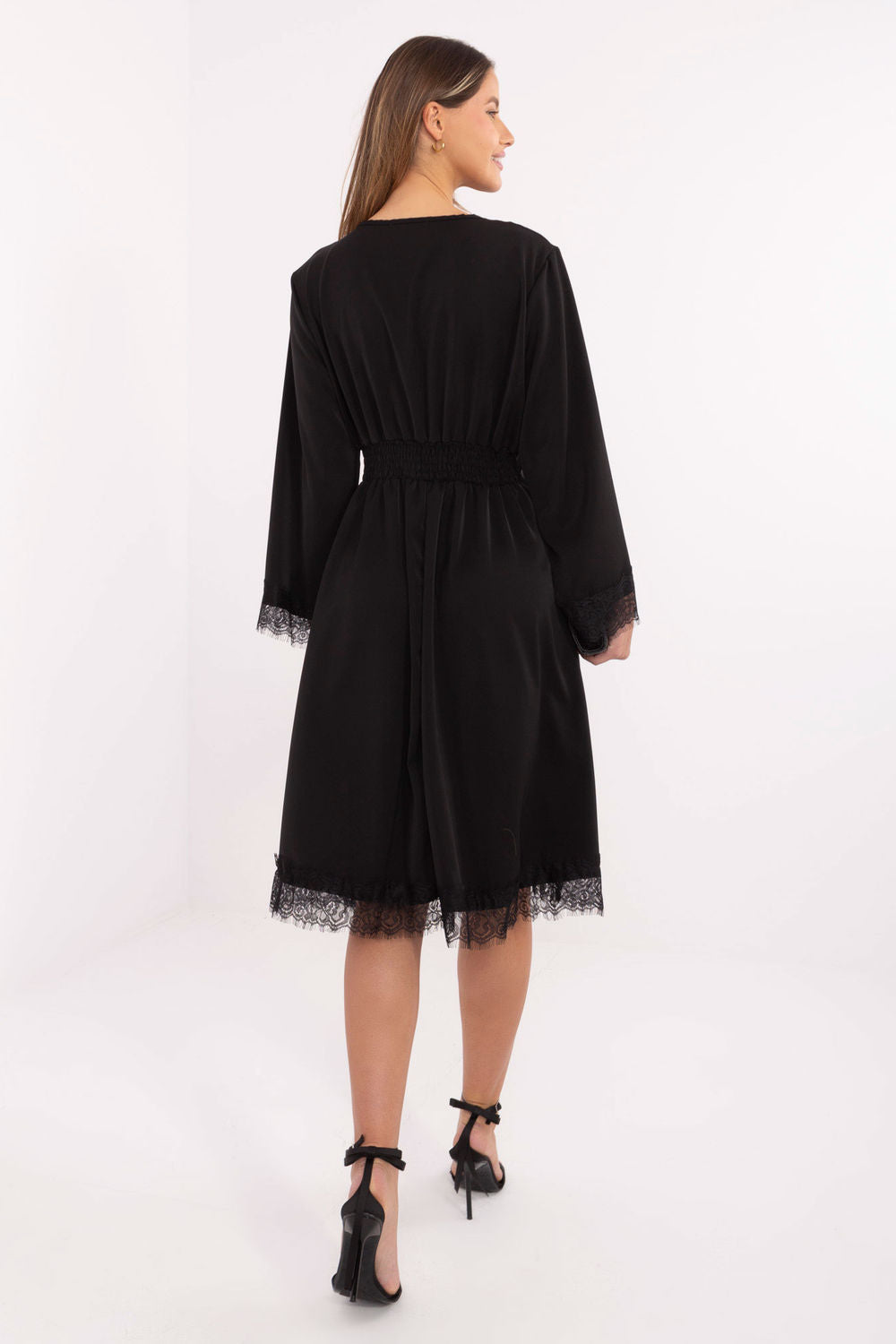 Italy Moda Black Midi Lace Cocktail Dress - view 3