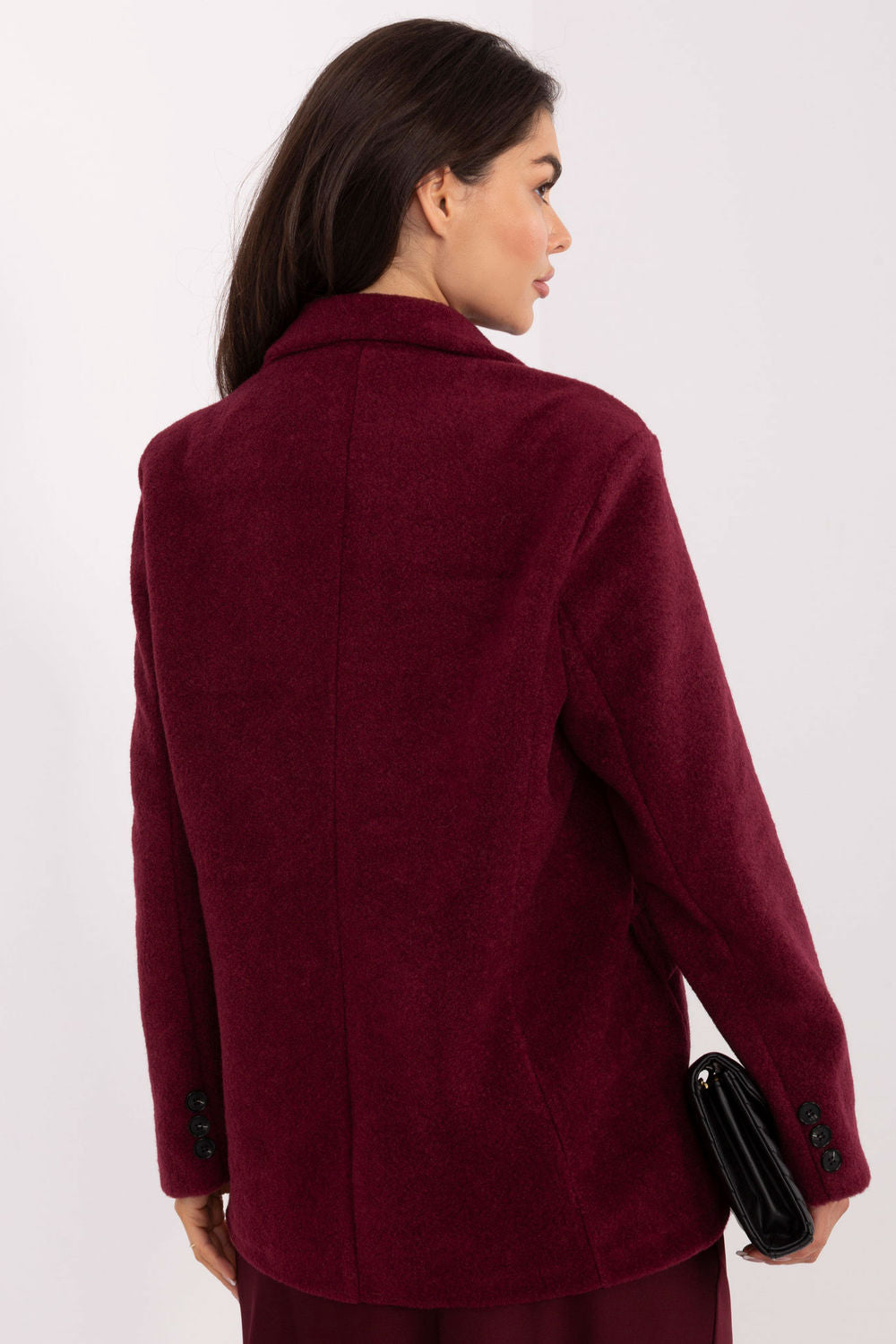 Rue Paris Burgundy Long Sleeve Coat - view 3