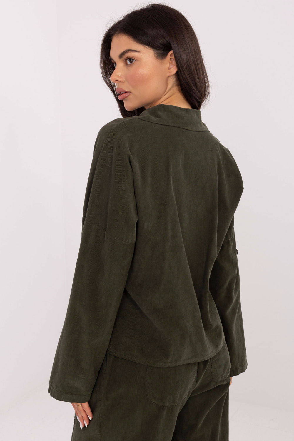 Italy Moda Khaki High Waisted Long Sleeve Top - view 3