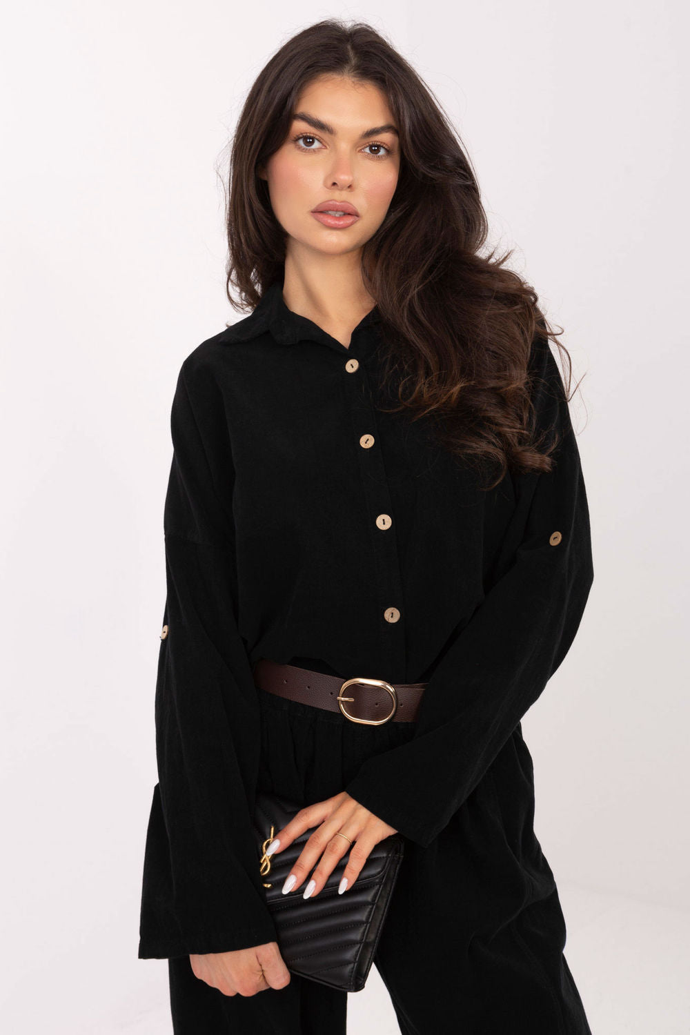 Italy Moda Black High Waisted Long Sleeve Top