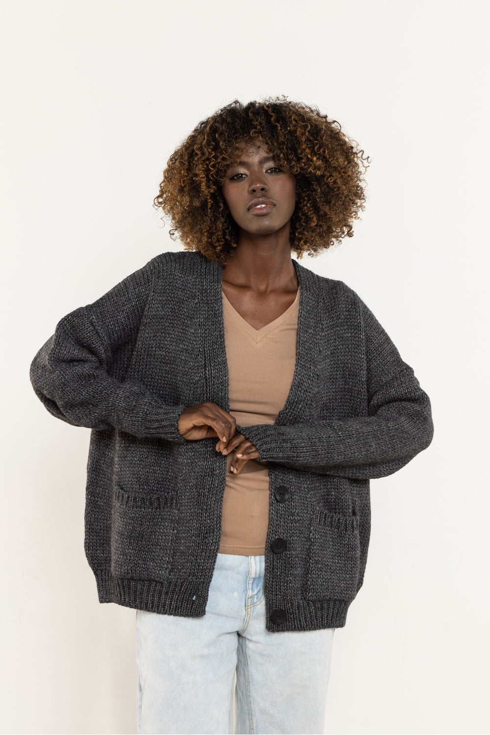 Awama Graphite V-Neck Cardigan - view 2