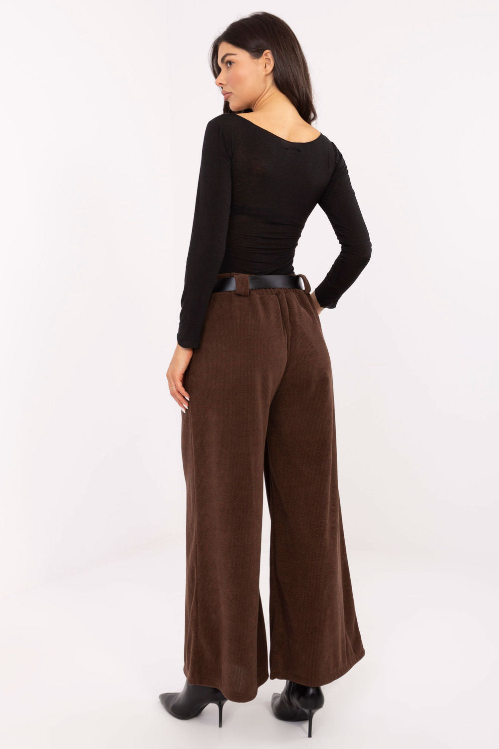 Rue Paris Brown Wide Leg High Waisted Corduroy Trousers - view 2