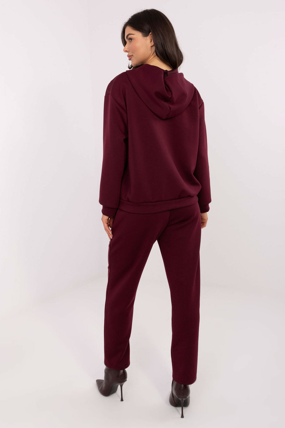 Italy Moda Burgundy High Waisted Long Sleeve Co-Ord Set - view 3