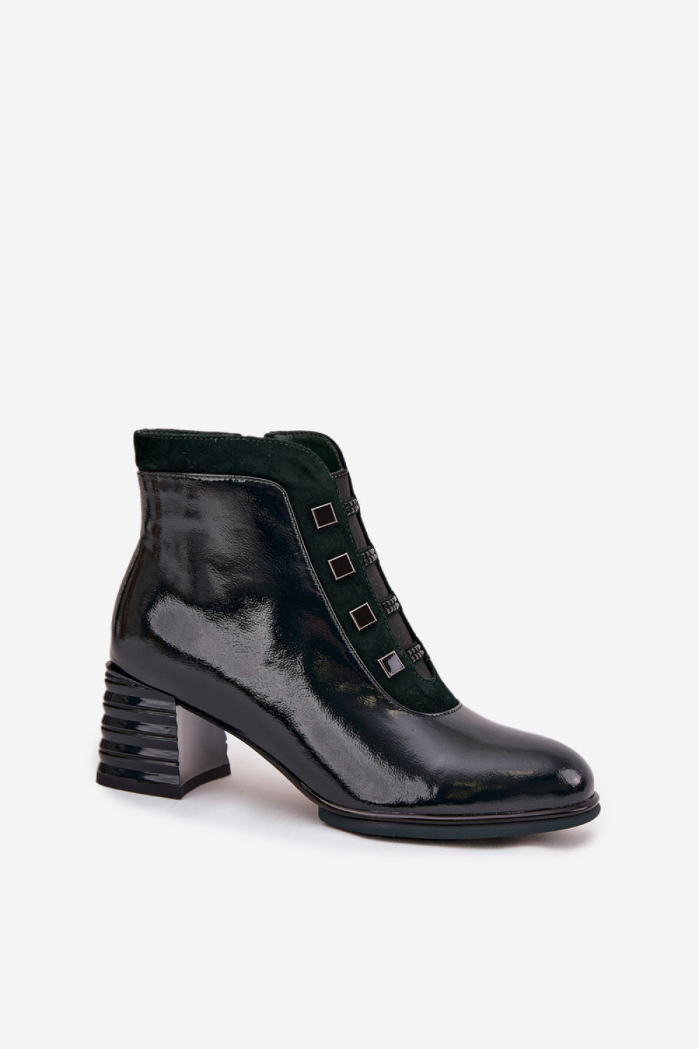 Step In Style Dark Green Heeled Ankle Boots - view 2