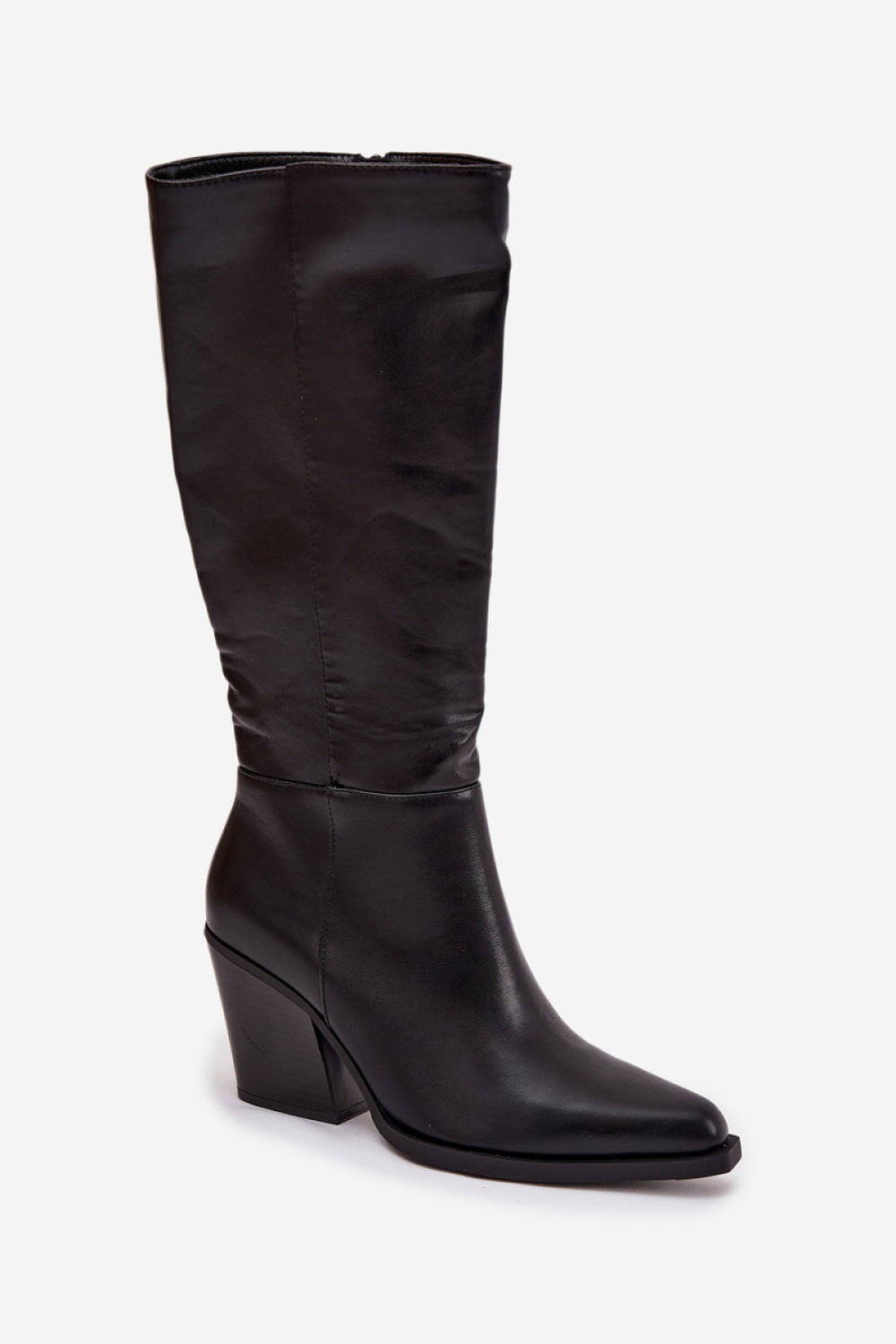 Step In Style Katelle Black Faux Leather Warm Lined Heeled Ankle Boots - view 2