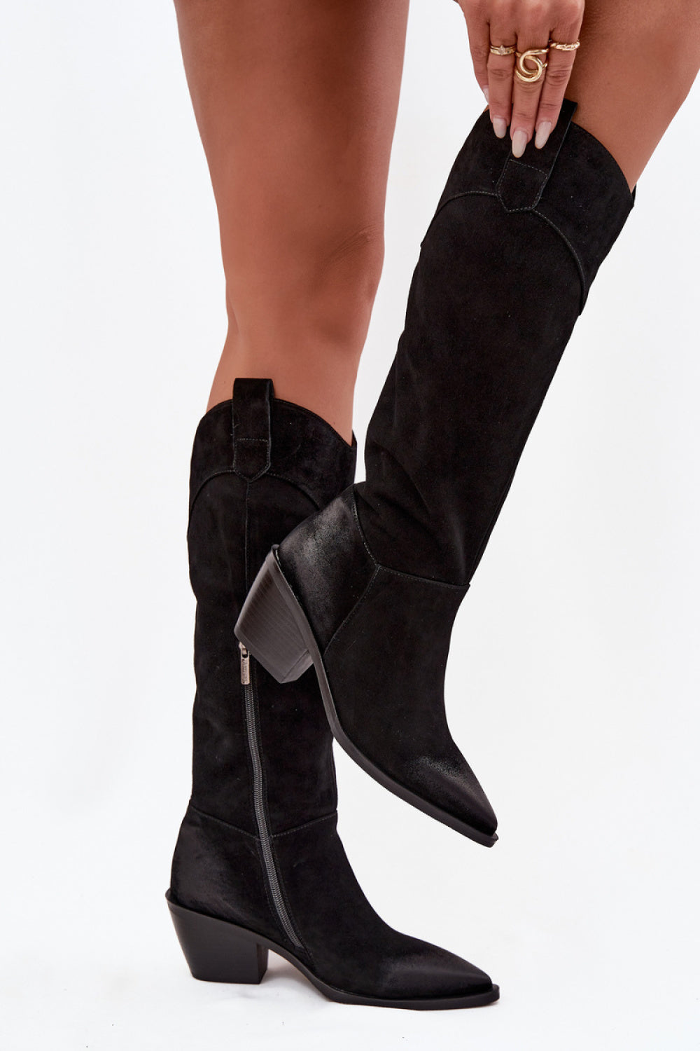 Step In Style Artiker Black Suede Heeled Ankle Boots - view 3