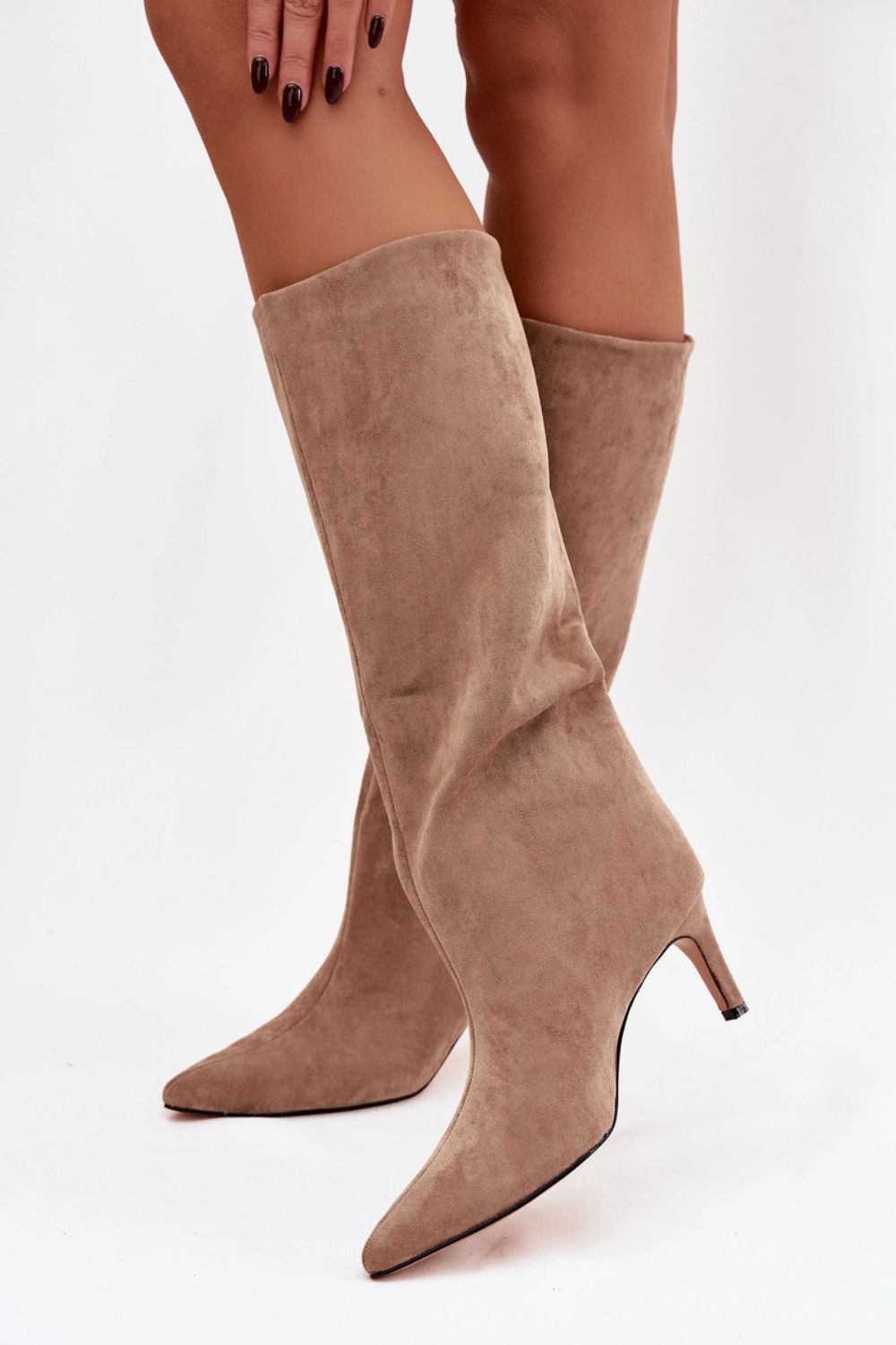 Step In Style Olivienne Beige Faux Suede Stiletto Heeled Ankle Boots - view 3