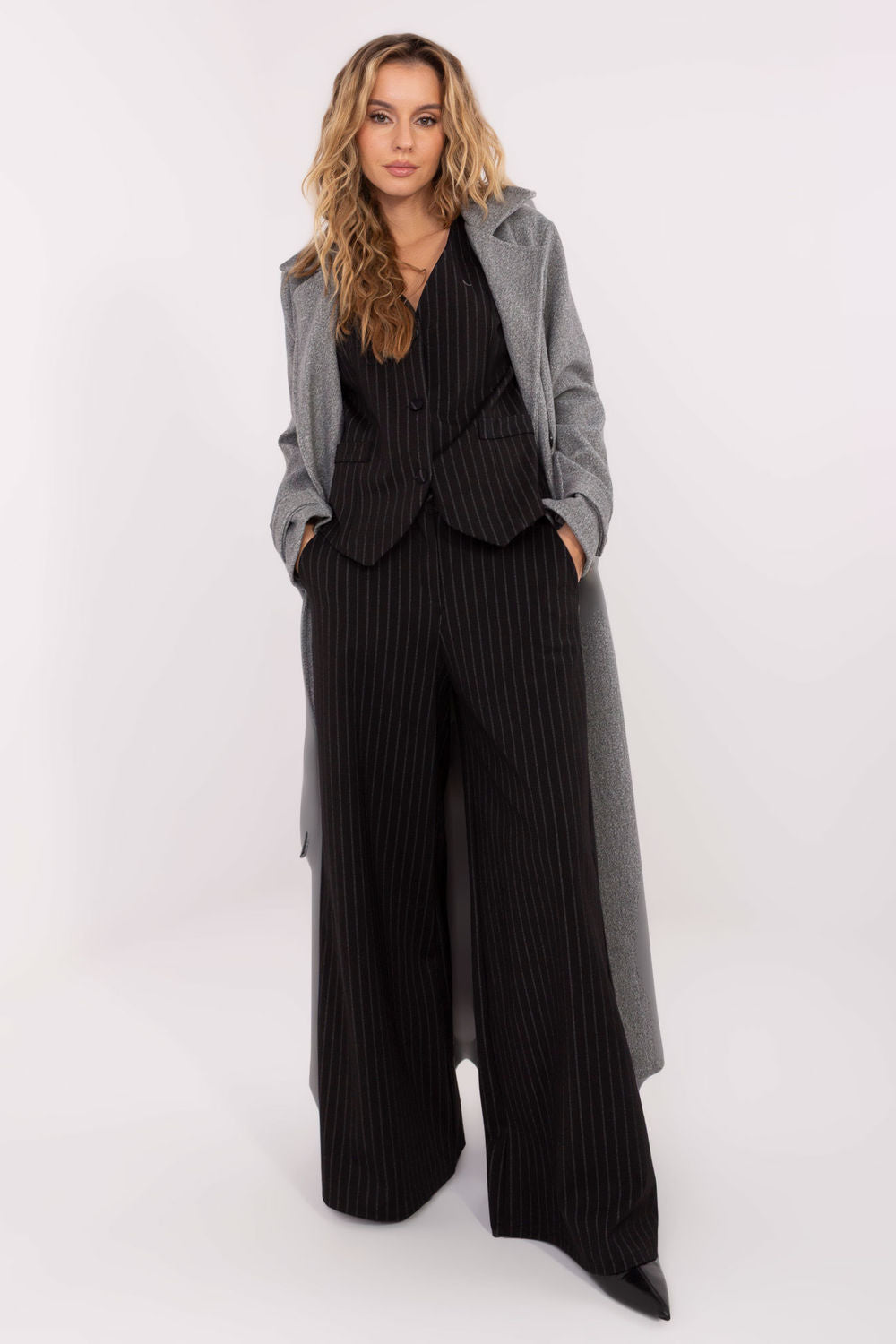 Rue Paris Black Striped Wide Leg Trousers - view 3