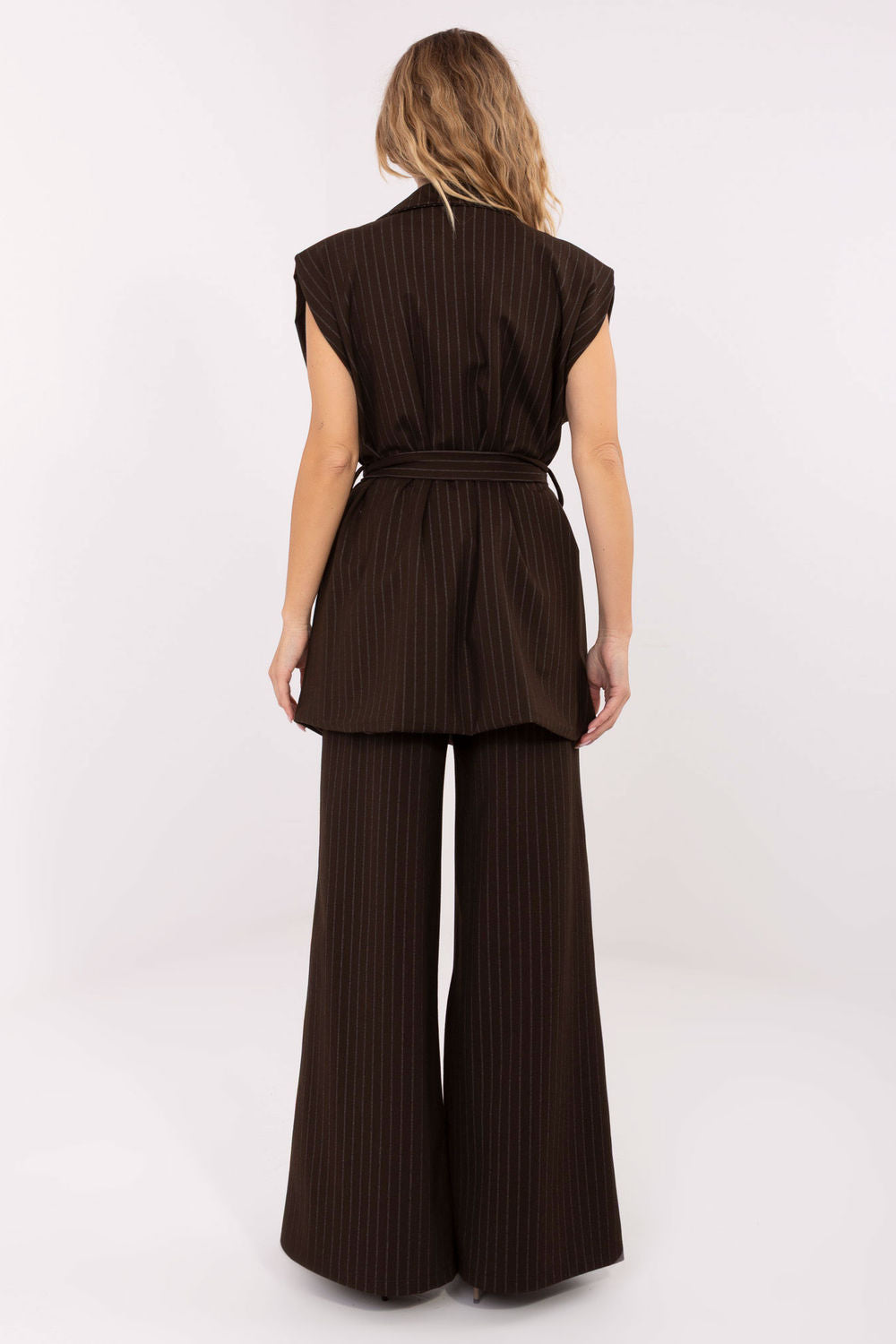 Rue Paris Dark Brown Striped Gilet - view 3