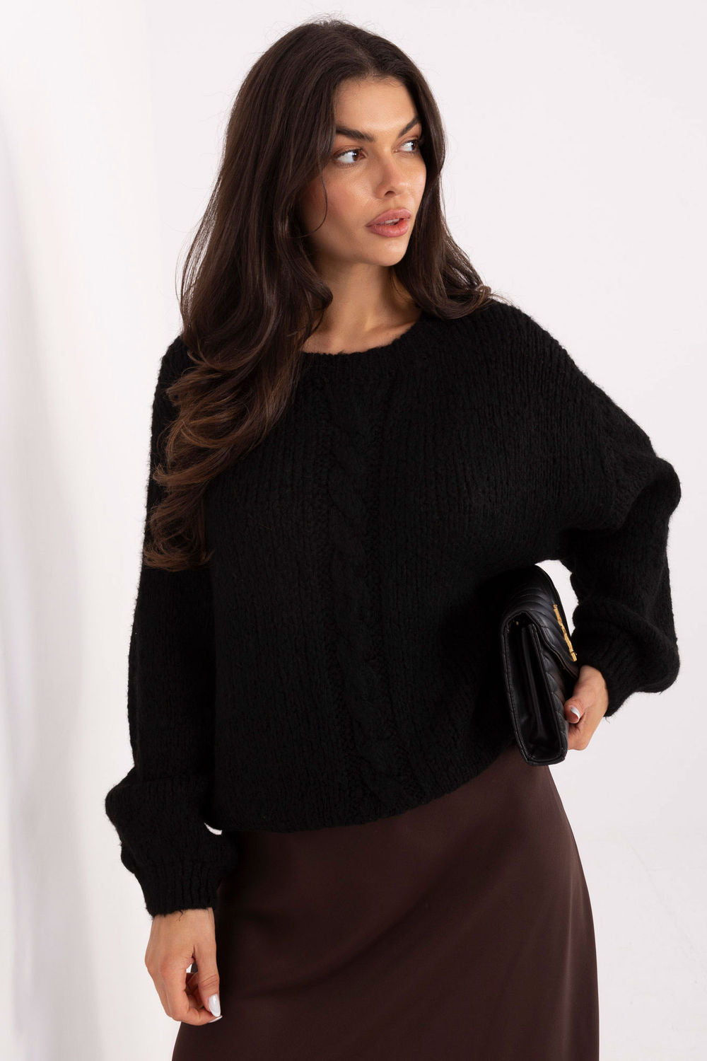 Italy Moda Black Puff Sleeve Jumper