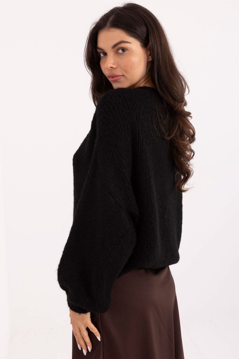 Italy Moda Black Puff Sleeve Jumper - view 3