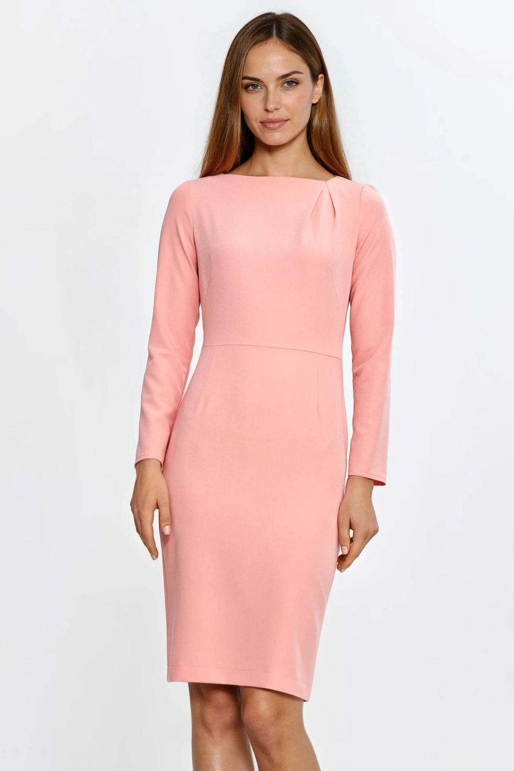 Nife Salmon Bodycon Long Sleeve Dress