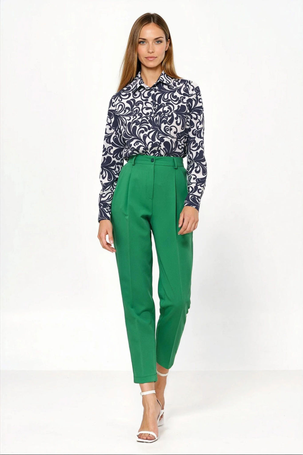 Nife Green High Waisted Trousers