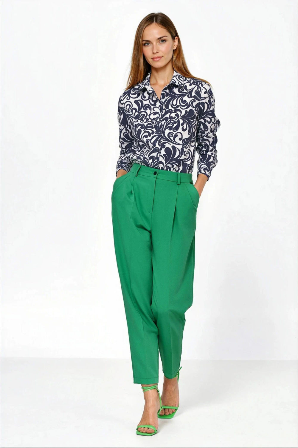 Nife Green High Waisted Trousers - view 2