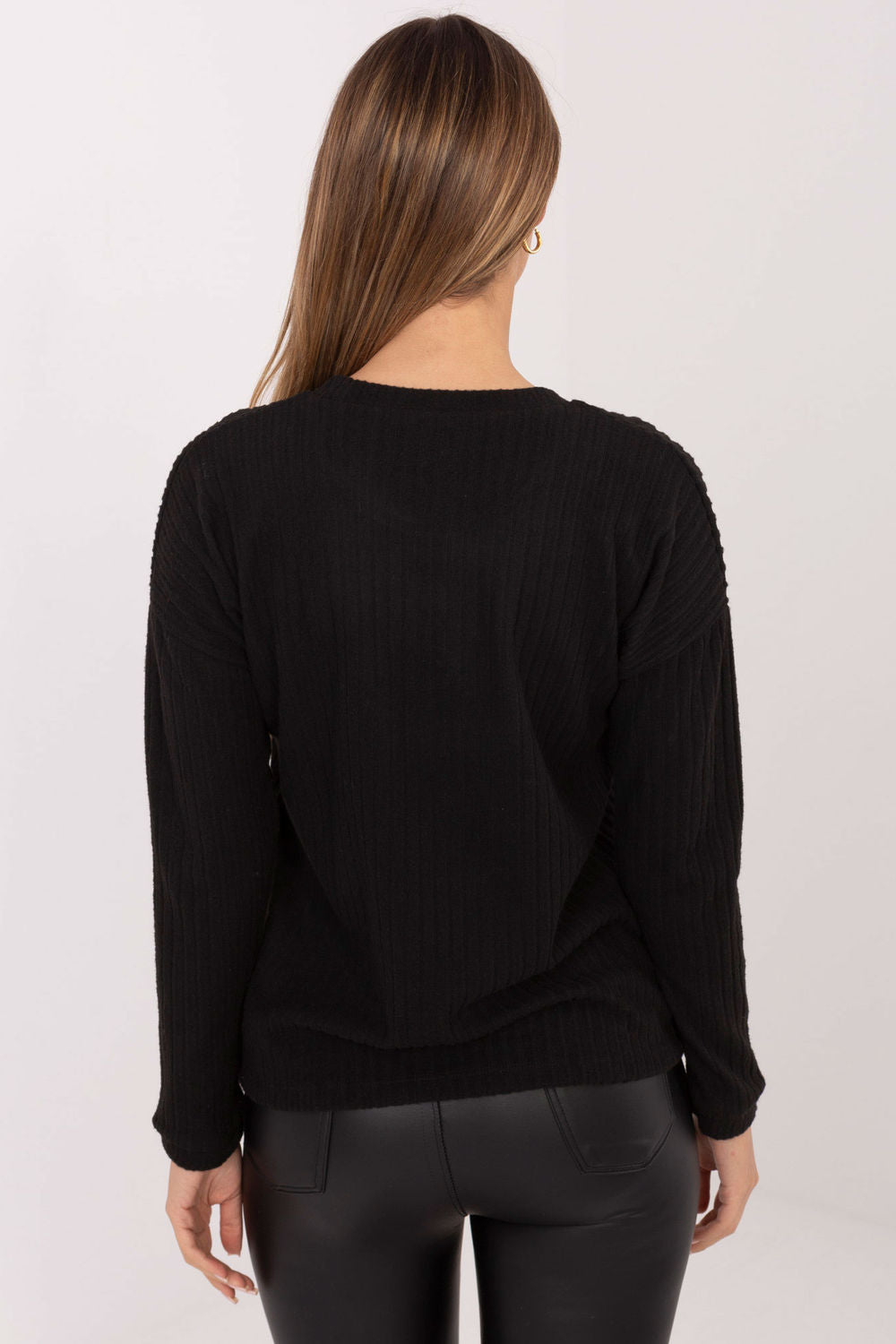 Relevance Black Long Sleeve Cotton Jumper - view 3
