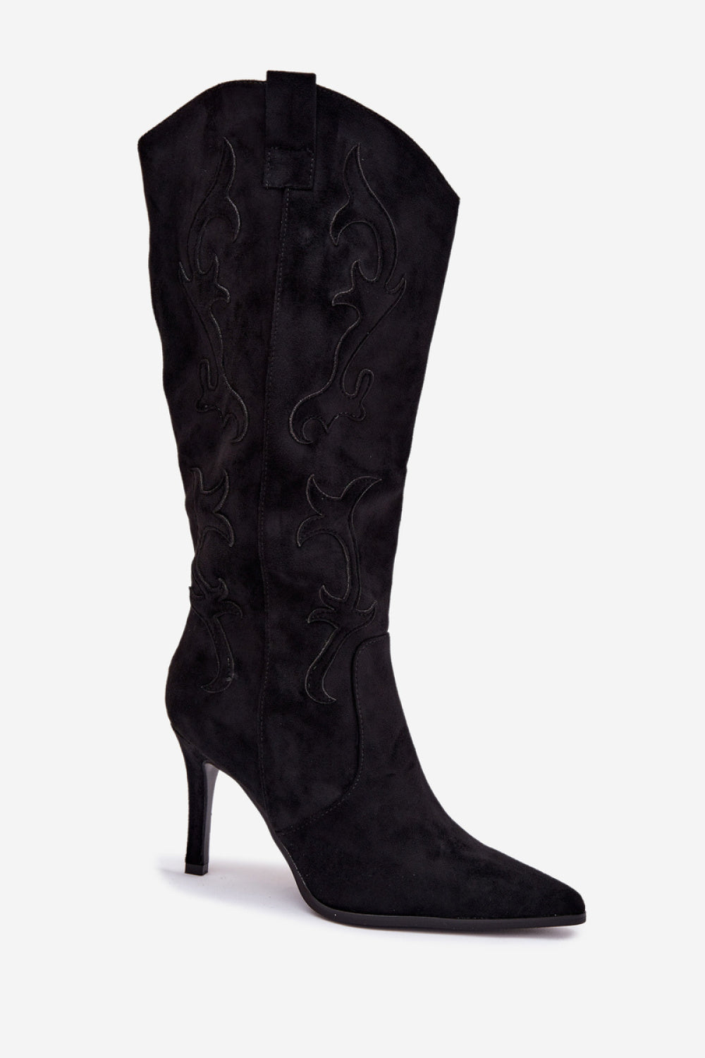 Step In Style Belonia Black Faux Suede Stiletto Heeled Ankle Boots - view 2
