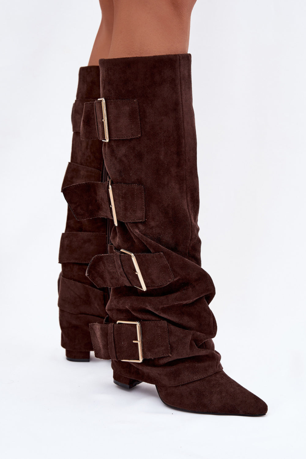 Step In Style Isavelle Chocolate Faux Suede Heeled Ankle Boots - view 3