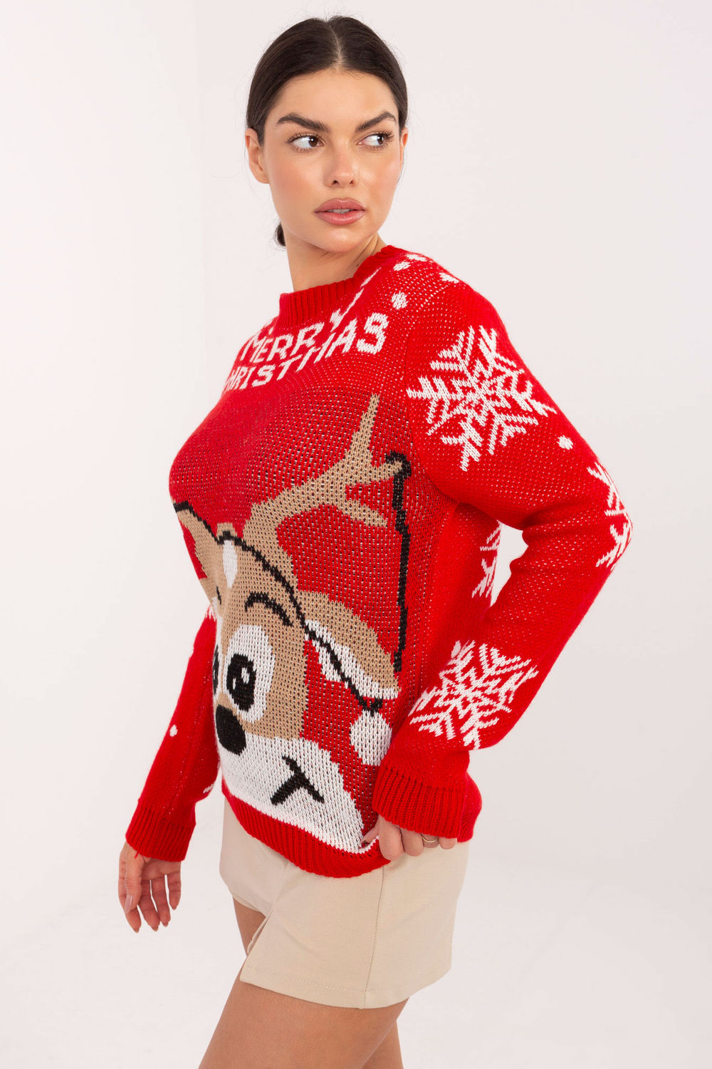 Italy Moda Red Printed Long Sleeve Jumper - view 2