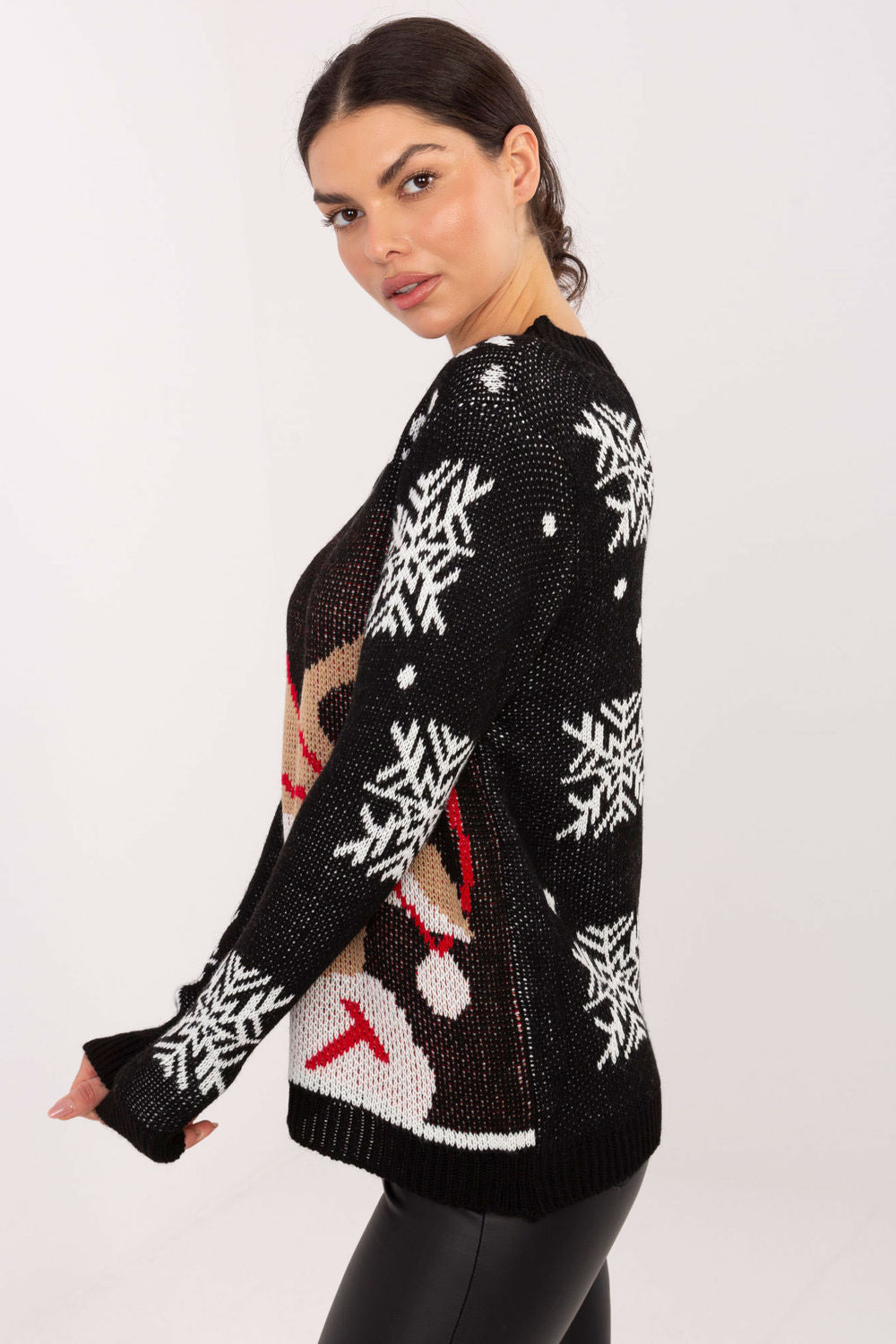 Italy Moda Black Printed Long Sleeve Jumper - view 2