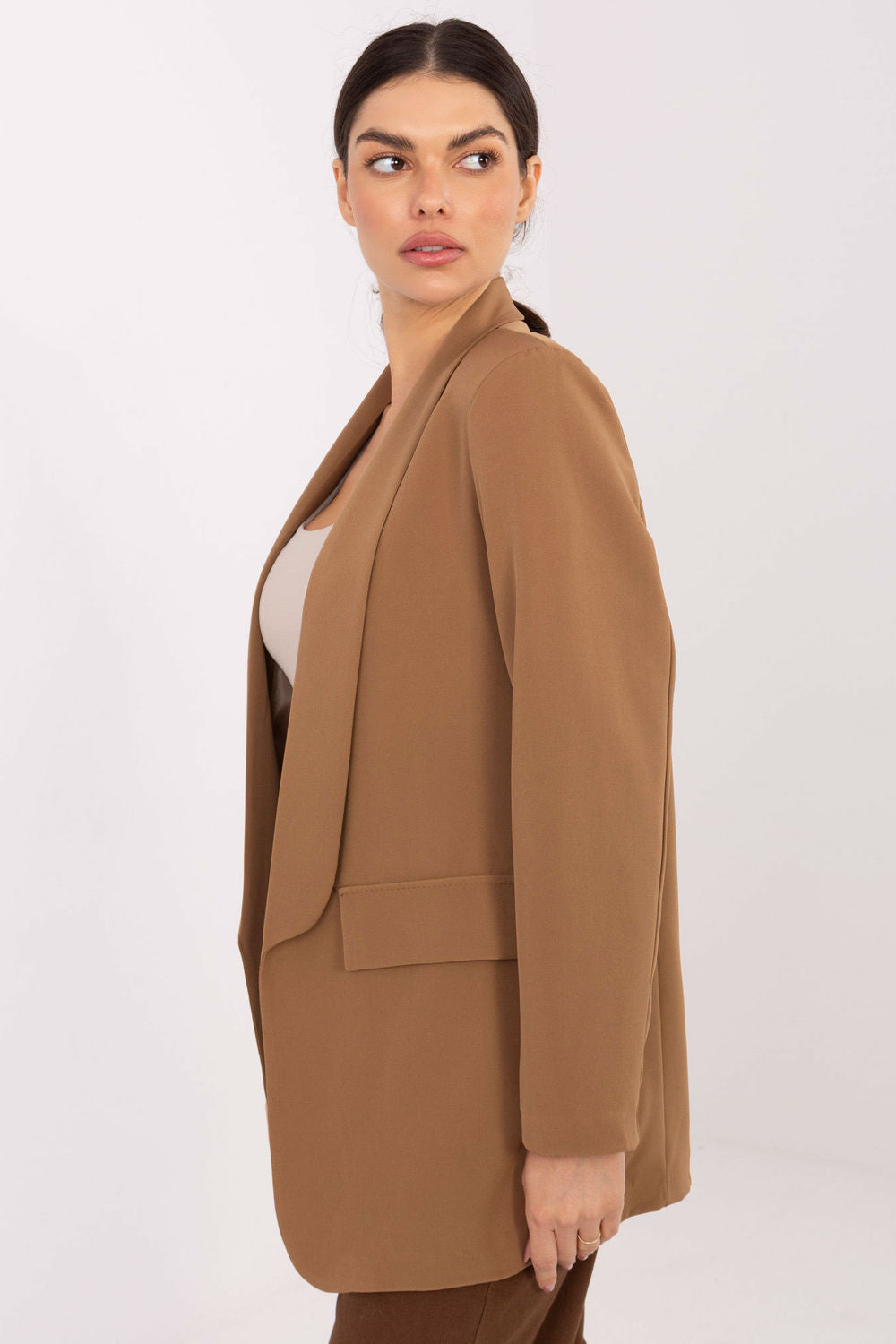 Italy Moda Camel Long Sleeve Jacket - view 2