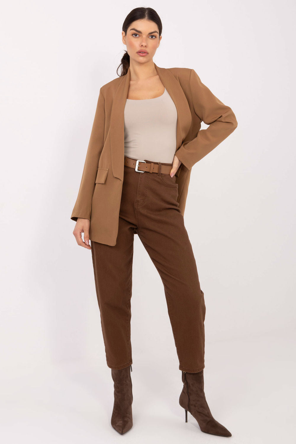 Italy Moda Camel Long Sleeve Jacket - view 4