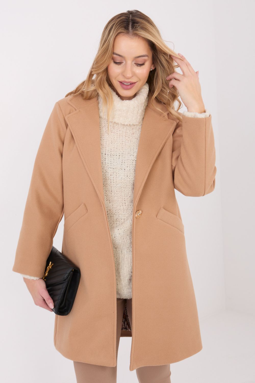 Italy Moda Camel Long Sleeve Coat - view 4