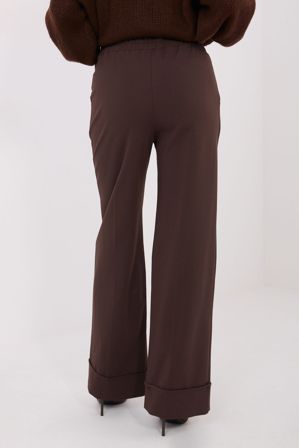 Rue Paris Dark Brown Wide Leg High Waisted Trousers - view 3