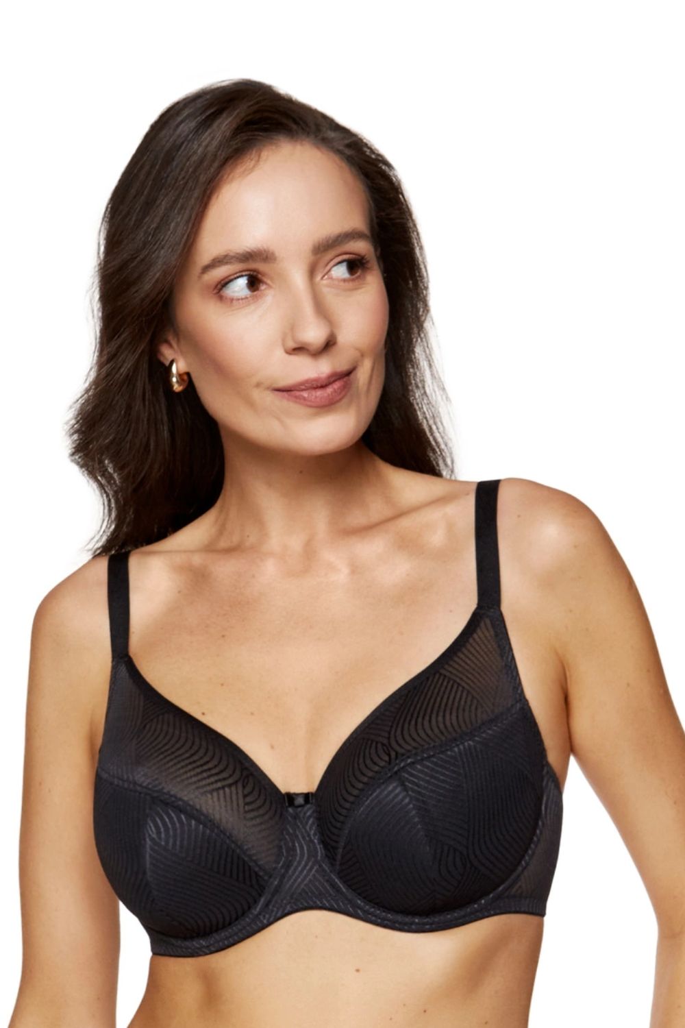 Gorteks Laurel Black Mesh Padded Semi-Soft Bra