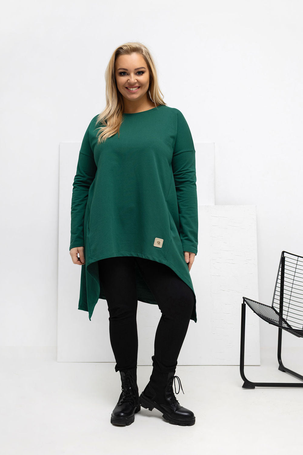 Relevance Dark Green Long Sleeve Plus Size Tunic - view 2
