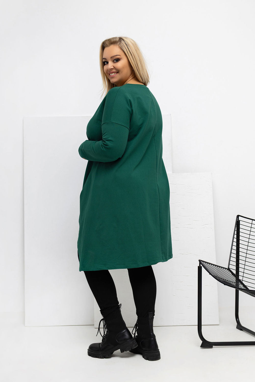 Relevance Dark Green Long Sleeve Plus Size Tunic - view 3