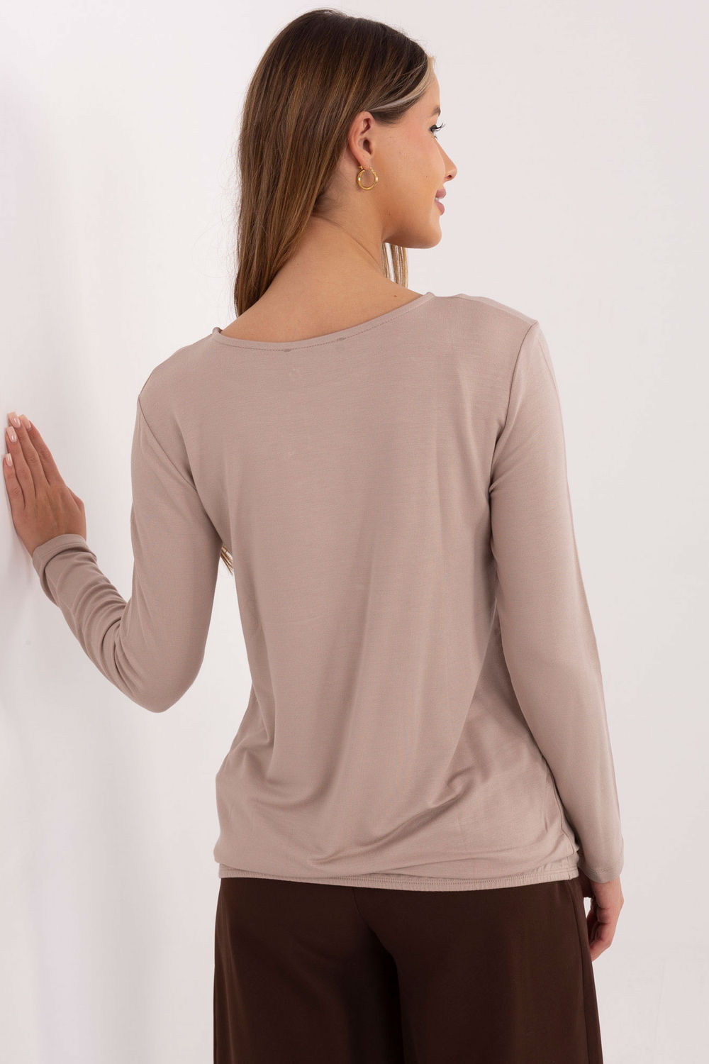 Relevance Dark Beige Long Sleeve Blouse - view 3