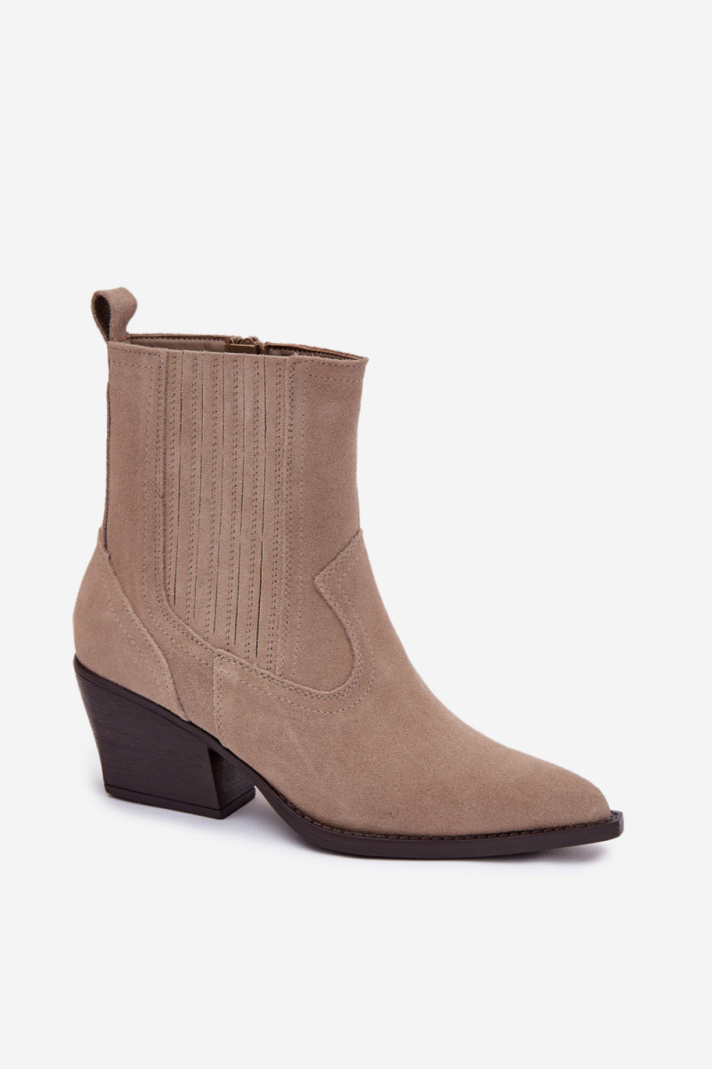 Step In Style Dylira Beige Suede Block Heel Heeled Ankle Boots - view 2