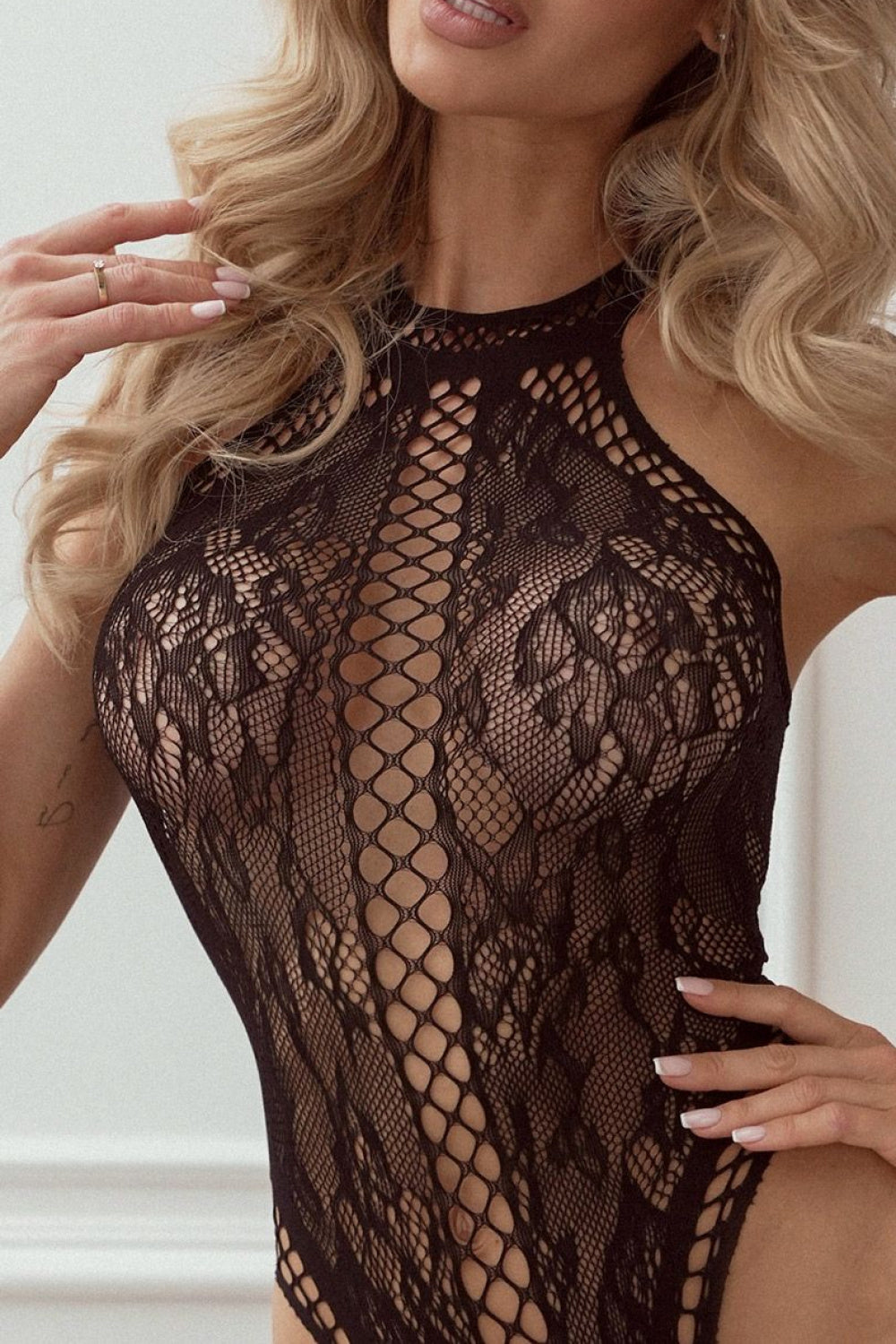 Pure Sin Romantic Black Lace Bodysuit - view 4