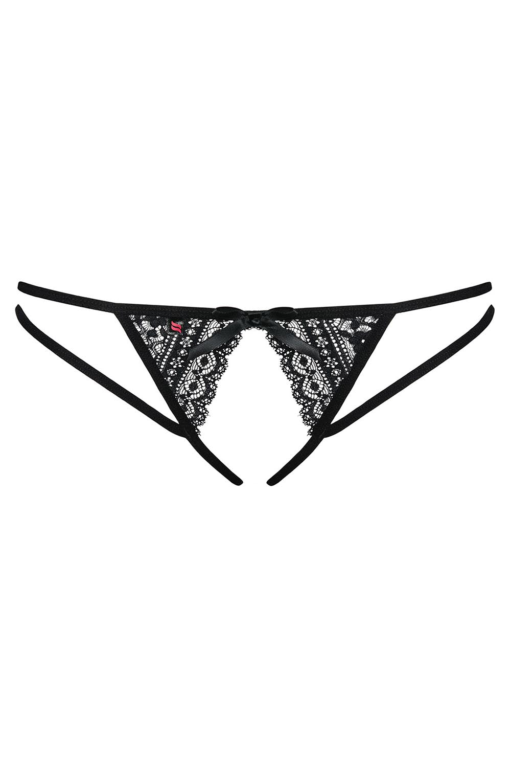 Obsessive Black Lace Crotchless Thong - view 3