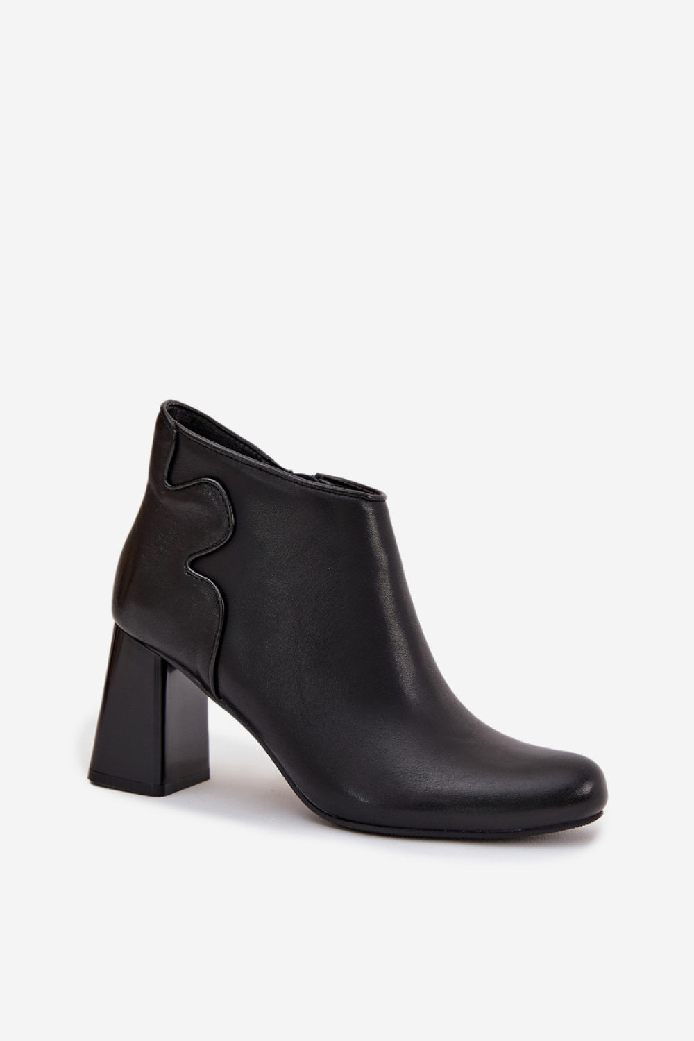 Step In Style Ivessara Black Leather Block Heel Heeled Ankle Boots - view 2