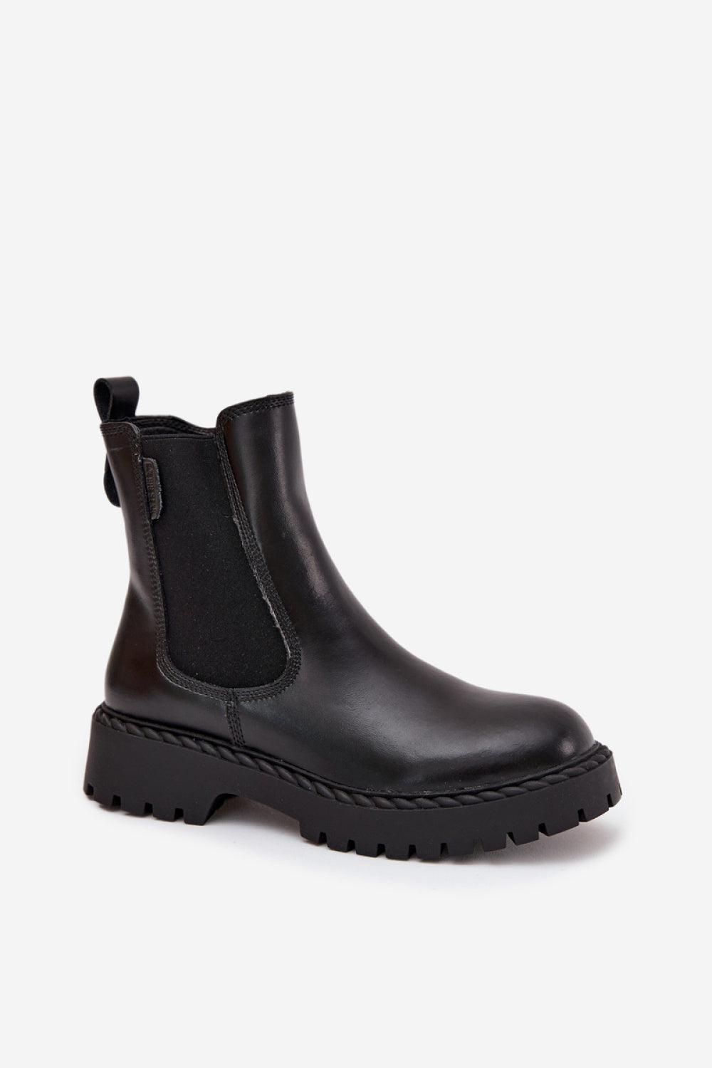 Step In Style Black Leather Platform Jodhpur Boots with Zip - view 2