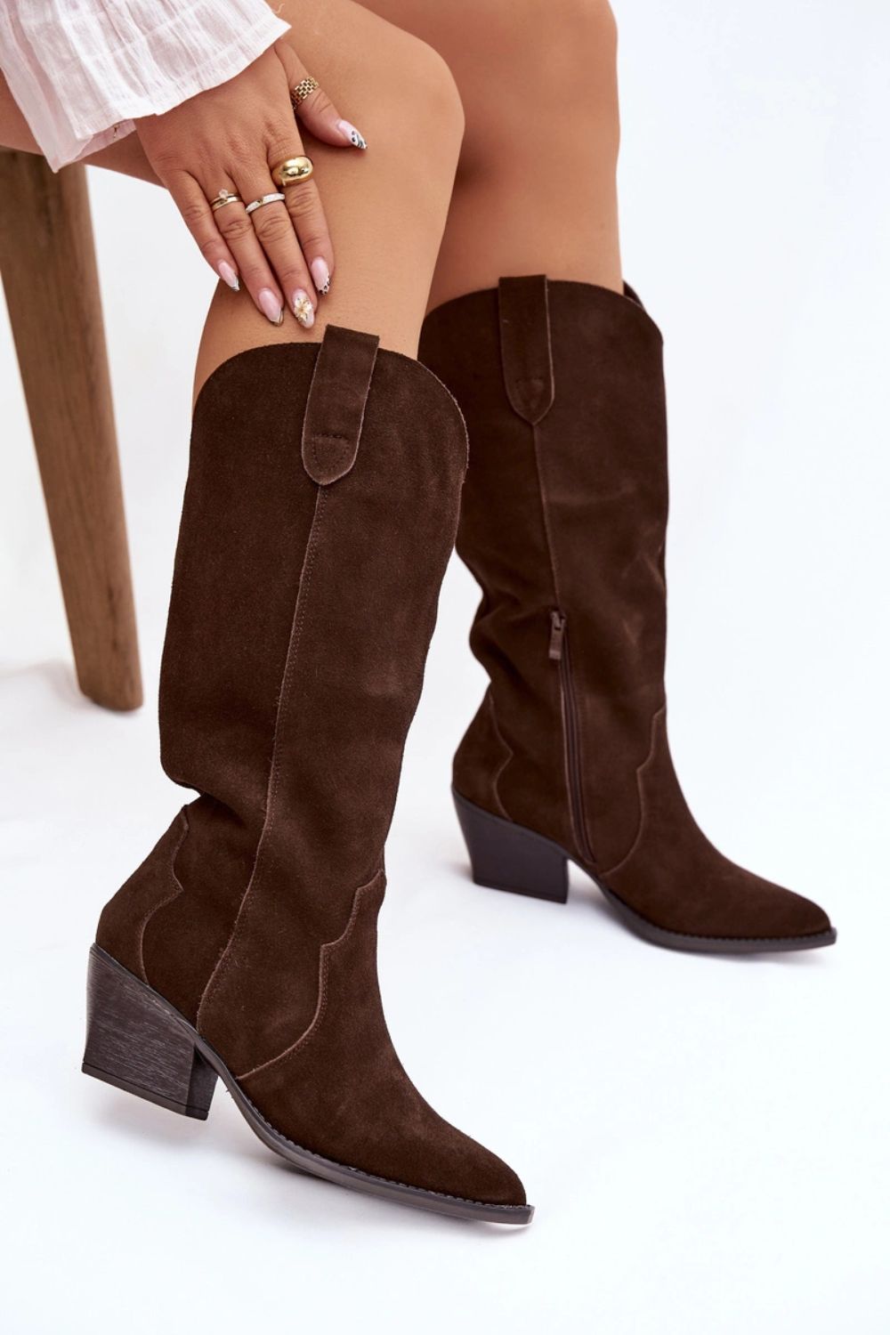 Step In Style Urselle Chocolate Suede Heeled Ankle Boots - view 4