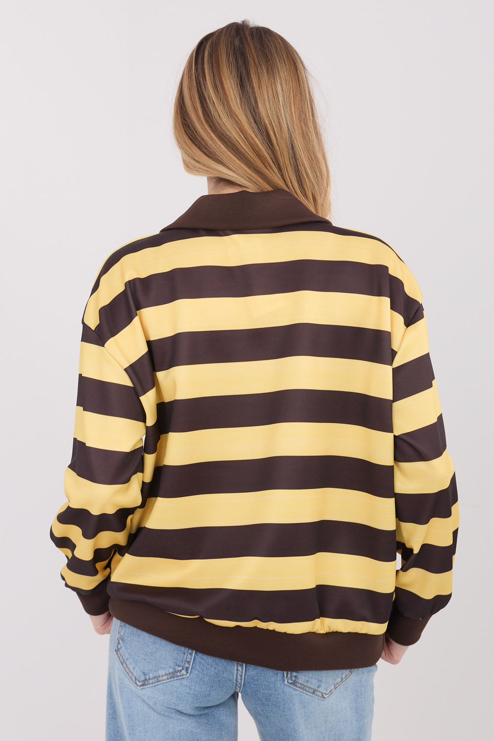 Italy Moda Yellow Striped Zip Up Sweatshirt - view 3